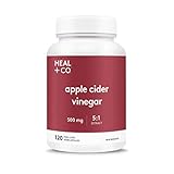 Heal+Co. Apple Cider Vinegar 500Mg - Nahrungsergänzungsmittel Apfelessig Verdauung - Vegan, GMO-frei, Gluten, Allergene - Packung mit 120 vegetarischen Kapseln