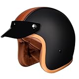 Solider Offener Motorradhelm, Scooter-Cruiser-Helm Für Erwachsene, Männer Und Frauen, Vintage-Motorrad-Halbhelm Für Den Stadtverkehr, ECE/DOT-Geprüft A,XL(59-60CM)