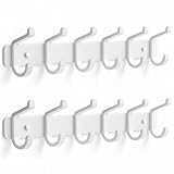 2 Stück Kleiderhaken Wand mit 6 Haken, Garderobenhaken Metall, Wandgarderobe Garderobenleiste für Jacken,Taschen, Hüte, Schals, Hakenleiste für Schlafzimmer, Garderobe, Badezimmer, Küche (Weiß)