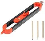 Konturenlehre,Duplikator mit Schloss,Profillehre,Profil Anreißlineal Konturenlehre,Kontur Vervielfältigungslehre,Konturenlehre mit Schloss,Werkzeug zum Kopieren von Unregelmäßigen Konturen,3 Bleistift