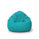 Nadimaideal Sitzsack Tropfenform Kastanie | Bodenkissen für Kinder & Erwachsene | Indoor & Outdoor | Gaming Sitzsack - Sitzkissen - Beanbag | Füllung EPS Perlen (Türkis, XL-Durchmesser 77 cm)