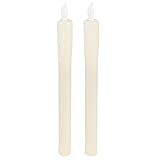 LED-Stabkerzen, aus Echtwachs, 25cm hoch, mit Flacker-Effekt, batteriebetrieben, 2 Stück