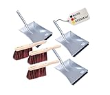 BawiTec 3er-Set Kehrgarnitur Kehrset Naturhaar Rosshaar Arenga Kunsthaar Borsten Industrie Handfeger Kehrschaufel Kehrblech Besen Set Kehrschaufelgarnitur (ArengaMix)