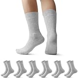 Falechay 6 Paar Socken Herren Damen Sportsocken Gepolstert Tennissocken Frottee Herrensocken Atmungsaktive Laufsocken Grau 39-42