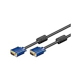 Goobay 93378 VGA auf VGA Kabel 10m / Monitorkabel / Full HD SVGA Bildschirmkabel / VGA Stecker 15 polig vergoldet / 2x Ferritkern Monitor Kabel / Blau / 10 Meter