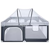 ONVAYA® Laufgitter mit Insektenschutznetz | Laufstall für Babys | 160 x 200 cm | Schutzgitter für Kinder | Rechteckiges Krabbelgitter | Absperrgitter | Babyzaun