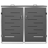 Mengtu Outdoor Mülltonnenverkleidung - Anthrazit, Edelstahlrahmen, 138x77,5x112,5 cm, für Ordnung im Garten Mülleimerschrank 149555