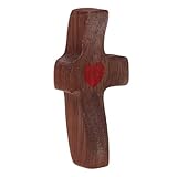 GREENADSCAPE betendes Kreuz Hand katholisches Kruzifix Kruzifix-Anhänger religiös Kirche für Tochter holzkreuz Holzdekoration rosenkranz Altarkreuz christliche Einrichtung Nussbaum rot