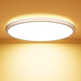 OUILA LED Deckenleuchte Flach Rund - Ø22CM Deckenlampe LED 18W 1600LM 3000K Warmweiß IP44 Wasserdicht Badezimmer Lampe, Badlampe Decke für Bad Küche Flur Schlafzimmer Keller