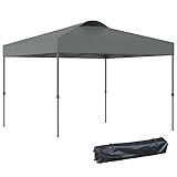 Outsunny Pavillon ca. 3x3m, wasserdicht Stabil Winterfest Pop-up Faltpavillon, UV Schutz, Faltbar Partyzelt, Gartenzelt mit Tasche, Gartenpavillon für Camping Garten, Dunkelgrau