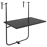 Outsunny Balkontisch zum Einhängen, klappbar Hängetisch, 3-Fach höhenverstellbar Balkonhängetisch, bis 15 kg belastbar, für Garten, Metall, 62 x 60 cm, Schwarz