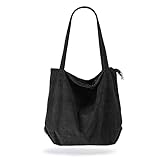 Flintronic Cord Tasche Damen Umhängetasche mit Reißverschluss, Handtasche Damen, Groß Tote Bag Shopper, Handtasche Schultertaschen Einkaufstasche, Tragetasche für Arbeit Reisen Einkaufen Schule Alltag