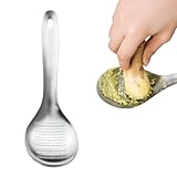FooYee Löffel Ingwerreibe, Edelstahl Knoblauchmühle Parmesanreibe Zitronenreibe Knoblauchreibe, Vielseitiger Reibe Löffel für Knoblauch, Ingwer, Käse, Obst und Gemüse, Praktische Löffelform