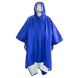 Regenjacke 3 In 1 Wasserdichter Regenmantel for Den Außenbereich Regenmantel for Männer Regenmantel for Frauen Markise Vor Dem Regen Motorrad Regenponcho Picknickmatte(Blue)