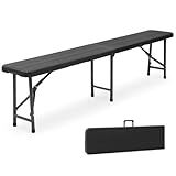 Sekey Kunststoff Klappbank Bierbank 181 x 26 x 42 cm, Faltbar Biergarten Campingbank Gartenbank Klappbar Bierbänke Sitzbank bis 300kg Belastbar, Schwarz