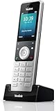 Yealink W56H IP-DECT-Mobilteil Handset Telefon mit Farbdisplay (2,4 Zoll TFT-Farbbildschirm), Basisstationmit Ethernet-Port, Silber/Schwarz