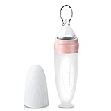 Termichy Baby Löffel Flasche Squeeze Feeder, Silikon Fütterlöffel Baby Food Feeder, Besteck fur Kinder, 90ML (Rosa)