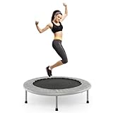COSTWAY φ97cm Mini Trampolin, Fitness-Trampolin faltbar, Kindertrampolin bis 150kg belastbar, Gartentrampolin Indoor für Kinder und Erwachsene (Grau)