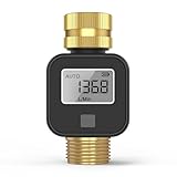 OBEST Digitaler Wasserzähler,4 Modi zur Kontrolle des Wasserverbrauchs,Durchflussmesser Wasser mit Messing-Einlass-Metallgewinde für den Gartenschlauch