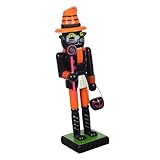 STOBAZA Halloween Holz Nussknacker Figurine Katze Handbemalt Kompakt und Robust für Festliche Partys Saisonale Dekorationen Halloween Requisiten und Tischaufsteller