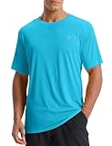 baleaf UV Shirt Herren Sport T Shirt Schwimmshirt Wasser UPF 50+ Sportshirt Trainingsshirt Fitness Shirt Funktionsshirt Schnelltrocknend Gym Seeblau L