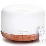 ASAKUKI Aroma Diffuser 500ML, Ultraschall Aromatherapie Diffuser für Ätherische Öle, Luftbefeuchter mit Fernbedienung, Automatische Abschaltung bei Wasserlosem Zustand, und 7 Arten LED Lichtfarben