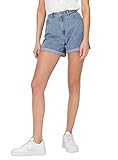 ONLY Damen Shorts high Waist 5-Pocket Design Knopfleiste Reißverschluss Kurze Bermudas, Farben:Hellblau, Größe:XL