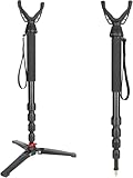 360° drehbare Schießstäbe, wandelbares Einbeinstativ, Schießstativ für Gewehre, höhenverstellbar, mit abnehmbarem V-Joch & Anti-Rutsch-Pad & Schraubverschlüsse für die Jagd im Freien