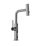 Pull Out Basin Faucet, 360 Rotation Multi-Function Stream Sprayer Single Handle Hot Cold Water Sink Mixer Wash Tap for Bathroom (Gray) HuAnGaF