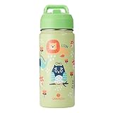 SANTECO Trinkflasche Kinder Edelstahl 500ml mit Strohhalm Auslaufsicher - Kinder Thermosflasche BPA-frei - Einfach zu Säubern - Thermoskanne Jungen/Mädchen für Kindergarten, Schule