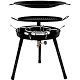 Gas Bullet ® Gasgrill mit Pfanne & Wok | für Schraubgaskartuschen | Auseinanderschraubbar | Campinggrill, Party-Grill für Camping, Festivals & Outdoor (Einzeln)