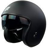 Römer Jethelm RR10701 - Motorradhelm mit Sonnenvisier + gratis klaren Visier, matt schwarz, Gr. M