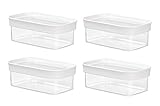 Emsa 4er Set Stapelbare Vorratsdose für Trockenvorräte, Volumen 0.45 Liter, Rechteckig, Weiß/Transparent, Optima 513556 x 4