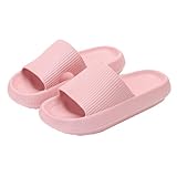 Giltpeak Badelatschen Kinder Mädchen, Pummy Original Wolken Schlappen Jungen, Flache Hausschuhe Super Weich Rutschfest Badeschuhe Sommer Strand Für Adults Kinder(Rosa,34/35)