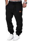 HMIYA Jogginghose Herren Baumwolle Trainingshose Sporthose Freizeithose Lang Hosen Klassische Sweathose mit Taschen(Schwarz,XL)
