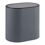 eluno ovaler Kosmetikeimer mit gummierter Softtouch-Oberfläche, Schwingdeckel & Schutzpads gegen Kratzer, Abfalleimer für Gäste-WC und Badezimmer aus Kunststoff, 6 Liter Fassungsvermögen (grau)