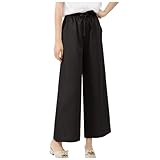 BIBOKAOKE Hosenrock Damen Lang Palazzo Hose Bequeme Freizeithose Hohe Taille Weites Bein Hose Leicht Sommerhose Mit Taschen Business Hosen Einfarbig Stoffhose Wide Leg Pants Locker Lounge Hose