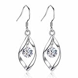 Ohrringe Silber Hängend,Ohrringe Hängend mit Zirkonia Legierung Twist Lang für Mädchen Frauen,für Weihnachten,Muttertag,Geburtstag,Valentinstag
