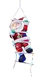 Bonetti Weihnachtsmann auf Strickleiter, die Leiter ist mit 30 bunten LEDs beleuchtet, kletternder Nikolaus für Innen- und Außen (traditionell)