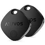 ATUVOS Schlüsselfinder KeyFinder 2er Pack, Smart Tracker Tag Kompatibel mit Apple Wo ist? APP (iOS NUR, Android Nicht unterstützt), Bluetooth Key Finder für Gepäck/Koffer/Taschen, Austauschbarer Akku