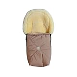 KAISER Emmy Lammfell-Fußsack für Babyschalen, 80 x 37 cm, Abnehmbares Oberteil mit 2-Wege-Reißverschluss (sand)