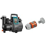 Gardena Comfort Hauswasserautomat 5000/5E LCD & Pumpen-Anschlusssatz: Schlauchkupplung zum schnellen Anschluss von 13 mm (1/2 Zoll)-Schläuchen an Pumpen mit 33,3 mm (G 1 Zoll)-Außengewinde (1750-20)