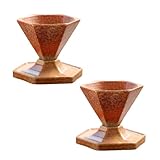 VONCYKI Sechseckige Picknicktassen, Keramikbecher, kegelförmig, raue Terrakotta-Kaffeetassen, Vintage-Espressotasse für Latte, Cappuccino, heiße Schokolade, Milch (c)