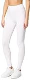 Merry Style Leggings Damen Baumwolle für das ganze Jahr Bequeme Leggings Blickdicht Damen Ideal für Yoga Sport Gym und Freizeit MS10-198 (Weiß, M)