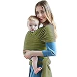 bebebou Tragetuch/Sling Wrap für Neugeborene und Babys (3,5kg bis 16kg), Freihändige Stabile und Ergonomische Baby Trage, Stilltuch für unterwegs (Army Grün)