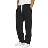 Ruamilyy Jogginghose Herren Elastische Taille Straight Freizeithose Männer Gym Trainingshose mit Weites Bein Leichte Sportlich Sweathose mit Taschen Solide Weiche Casual Sporthose