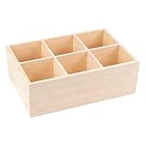 VEGOATY Stiftehalter Holz: 1 Stück Quadrat Stiftehalter, 6 Fächer, 4 Fächer Schreibtisch Organizer Stifte, DIY Wooden Pen Holder, Pen Holder Organiser für Schreibware, 23.5 * 16 * 8CM