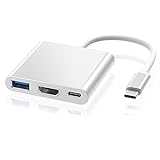 ElecMoga USB C auf HDMI Adapter 4K, 3 in 1 Multiport Adapter mit USB 3.0 + Typ C PD Ladeanschluss Hub kompatibel mit MacBook Pro, Google Chromebook, HP, Samsung S8/S9 und mehr