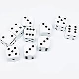 10X Würfelset Weiß 16mm – Spielwürfel aus Acryl, 6-seitig für Tischspiele & Zubehör