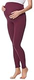 Be Mammy Lange Umstandsleggings aus Baumwolle Leggings für Schwangere Umstands Leggings Schwangerschafts Unterhosen mit Hoher Bund Weich und Elastisch BE20-230 (Wein, XXL)